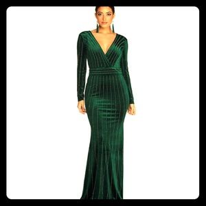 KRYSTAL FORMAL VELVET HEAT STONE DRESS